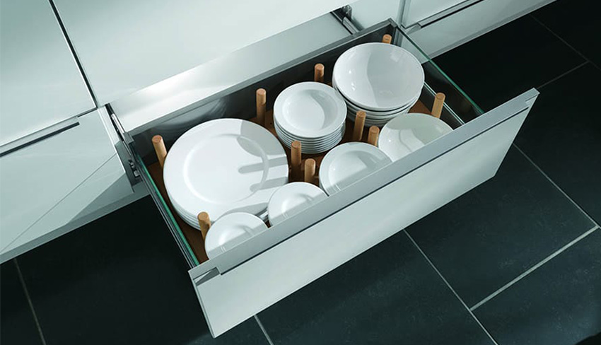 Drawer Organizer Wooden Dish Pot Holder