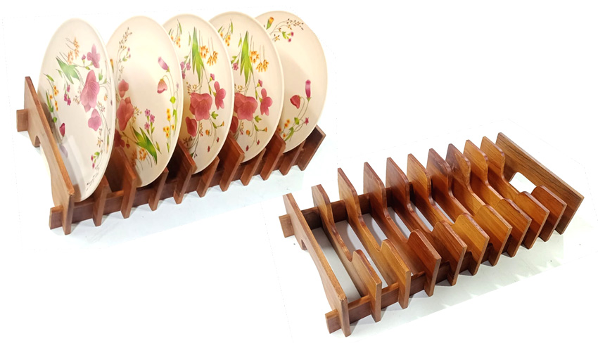 Drawer Organizer Wooden High Plate Holder